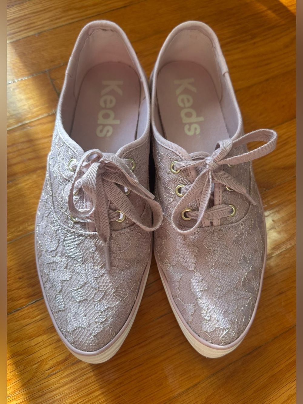 KEDS Pointed Toe Platform Pink Lacey Low-Top Sneakers Worn Once W’s 9 Retail $70